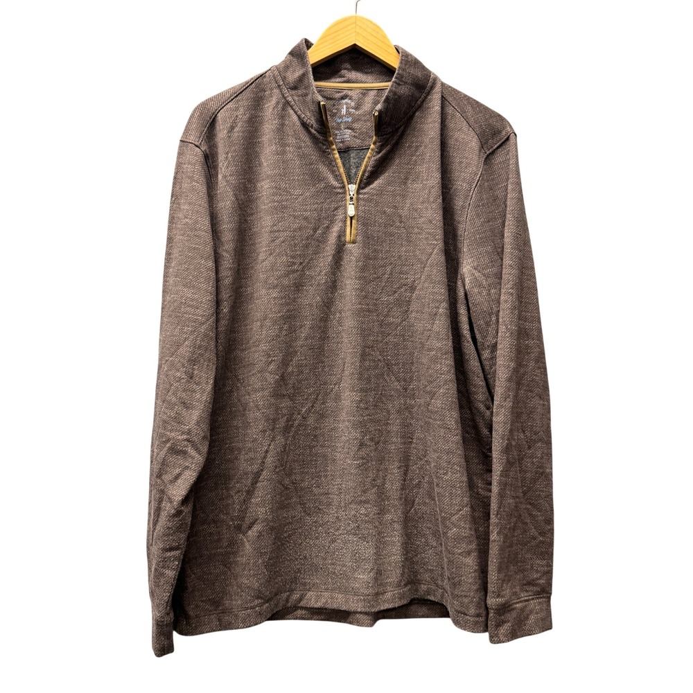johnnie-O 1/4 Zip Pullover Mens Large Hartford Russet Brown Athleisure Coastal